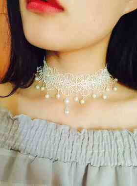 黑色绒网红遮项链短款大气颈带