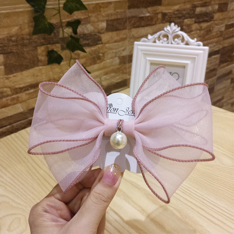 韩版纯手工蝴蝶结发夹日系公主后脑勺发卡发圈气质顶夹马尾夹发饰 - 图0