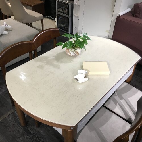 椭圆形桌布免洗PVC塑料软玻璃防水防油防烫家用伸缩折叠桌桌垫 - 图1