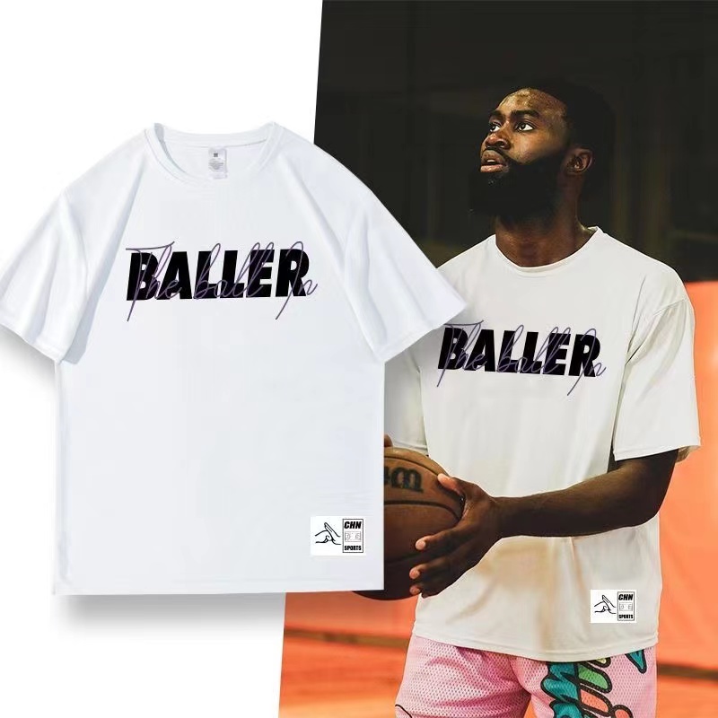 美式篮球短袖t恤速干BALLER训练服运动投篮健身服心形透气半袖体-图0