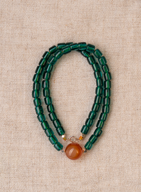 小众设计感天然复古翡翠蓝手链