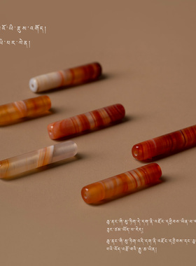 红色直筒琼瑟天珠缠丝玛瑙项链
