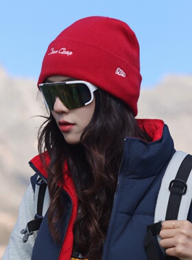 户外登山针织帽子男女秋冬毛线帽保暖防寒显脸小冷帽大头围滑雪帽