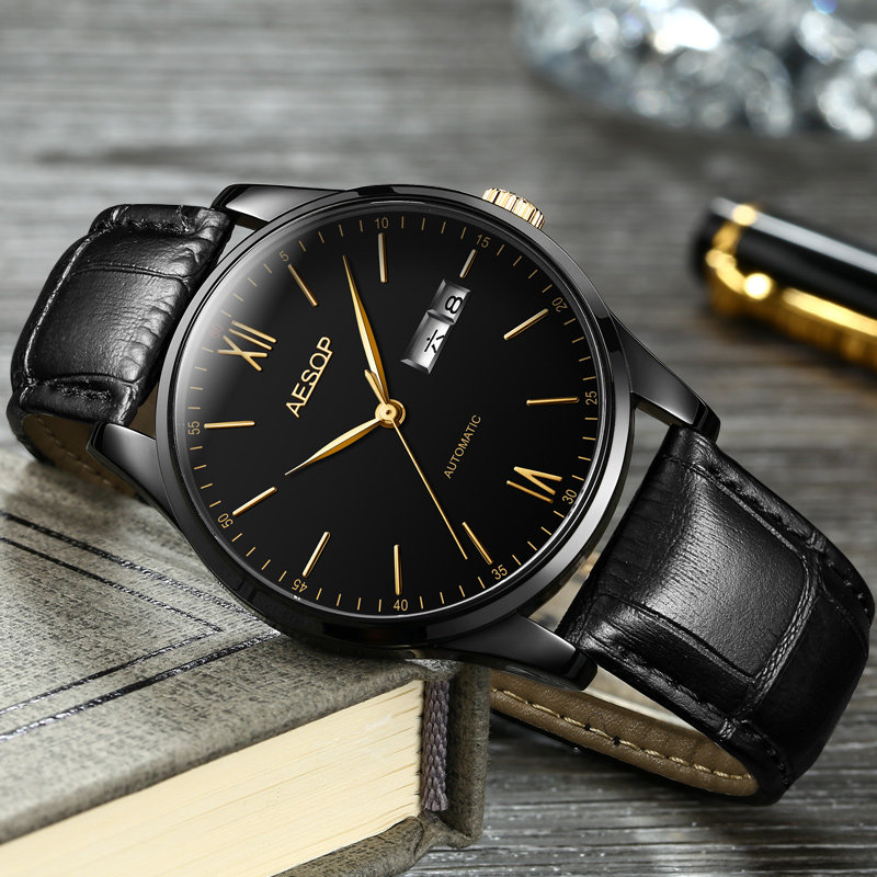伊索男士正品时尚全自动超薄机械表 aesop利沃国产腕表