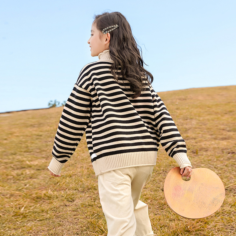 童装女童毛衣秋冬装2023新款大童儿童冬季加厚打底衫女孩高领上衣