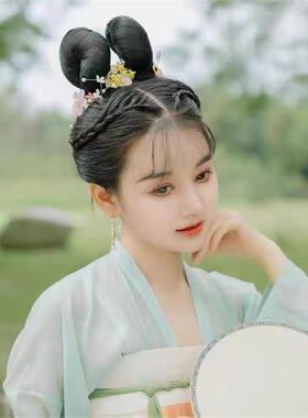 长歌行赵露丝乐嫣同款假发包古风汉服发饰长珍珠流苏发夹唐风发髻