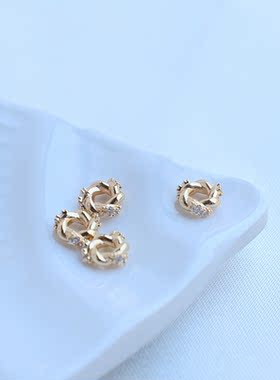 铜镀金保色锆石配件散珠百搭新品