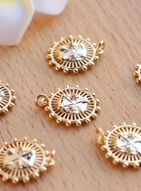 diy锆石浅金色手工饰品配件吊坠