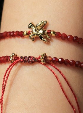 XHENXHEN天马赐福双圈手链气质手链红玛瑙招财聚财孔雀石绿色简约