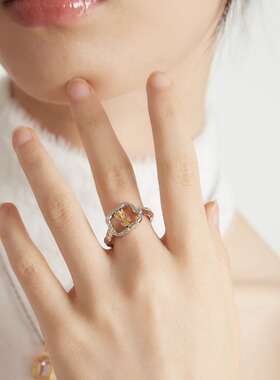 XHENXHEN玫瑰星云金银玫瑰镂空复古金属肌理原创设计戒指