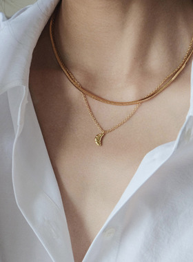 铜铜女牛角包项链法式