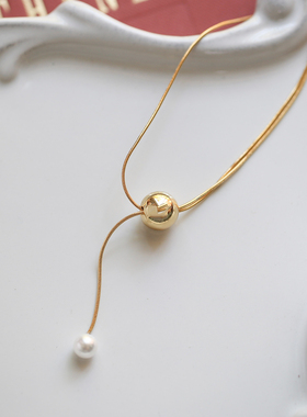 一枝橘秋冬金球珍珠毛衣链