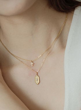 二重奏叠戴锆石钛钢项链