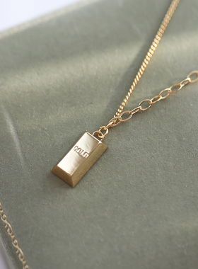 一枝橘小金砖项链拼接链条