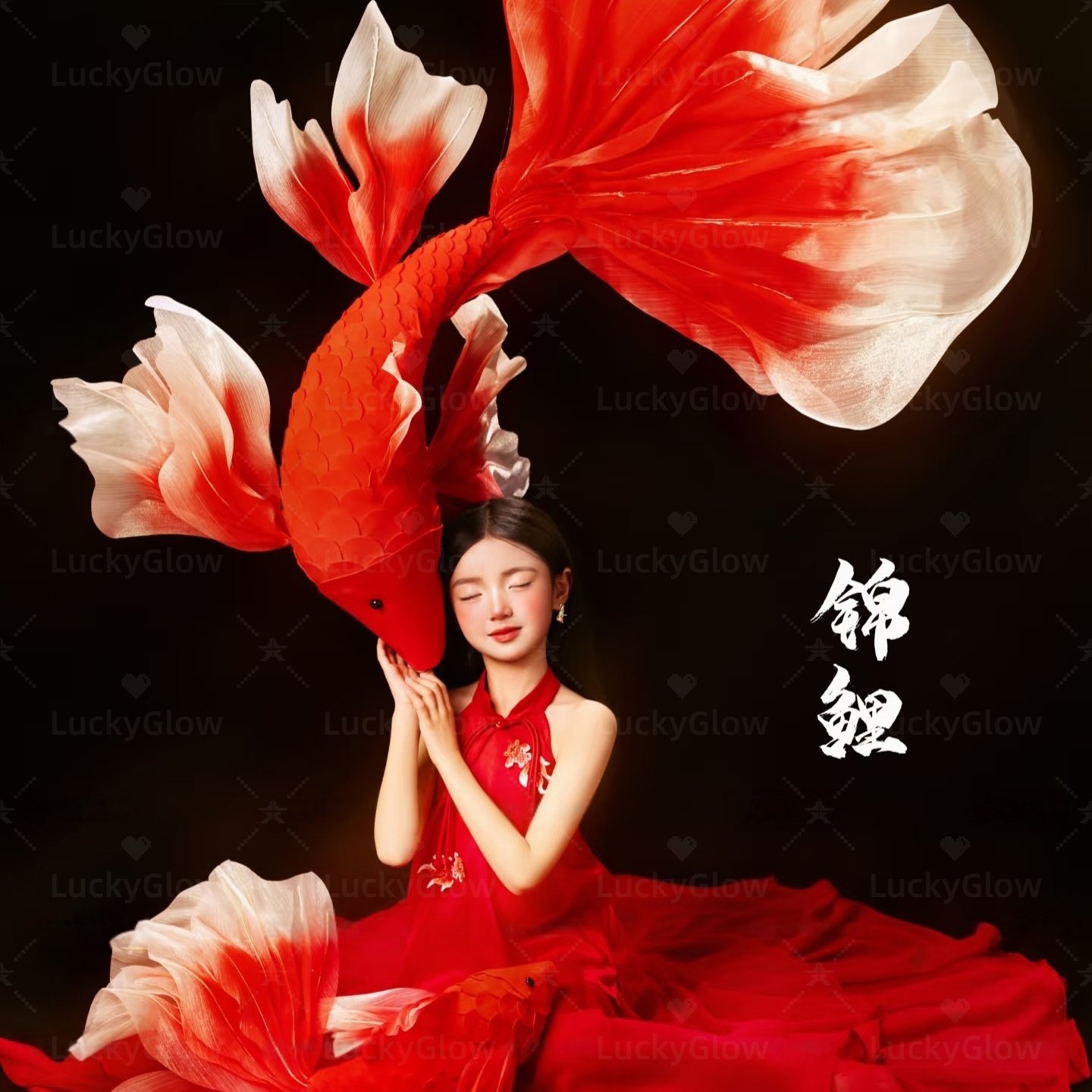 新年拍照道具红色锦鲤中式剪纸店铺橱窗房间背景墙装饰品摄影置景,淘宝优惠券,粉丝福利购,淘宝优惠卷