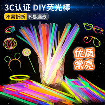 Enfants en bâtonnets fluorescents Feux de danse non-toxiques Corps Légères Hands Rings Seven Colorful Silver Light Sticks Luminous Fluorescent Sticks