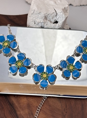 欧美中古vintage饰品时尚轻奢夸张高级感小众复古项链短款毛衣链