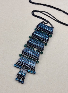 欧美夸张流苏叠戴毛衣链新款嘻哈吊坠小众创意个性hiphop配饰项链