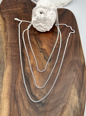 朋克风白金古巴项链女坦克链男喜平链马鞭链嘻哈多层颈链毛衣链