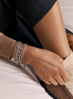 欧美外贸手链女麻花编织男链条简约嘻哈朋克风高级冷淡风ins潮