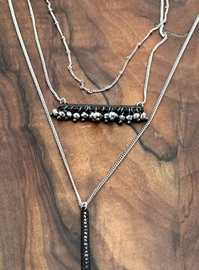 黑色气质个性时尚百搭锁骨链锆石