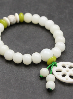 天然白玉菩提根手链女汉服手持