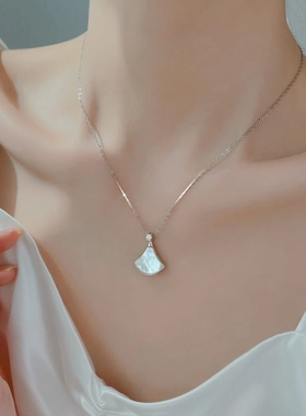 S925纯银扇形项链女轻奢小众设计感高级气质颈链锁骨链2026新款潮