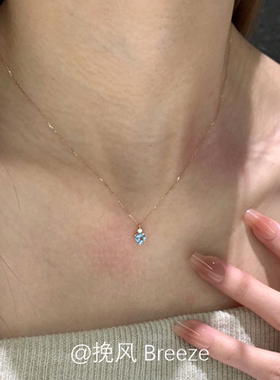 S925银蓝色爱心锆石项链2025新款清冷感韩系精致锁骨链高级感颈链