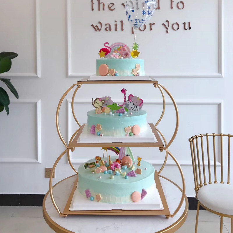 欧式创意新款多层蛋糕架子酒店婚庆婚礼生日寿宴蛋糕店拆装展示架 - 图3