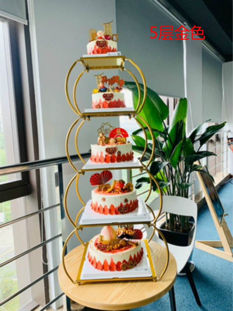 欧式创意新款多层蛋糕架子酒店婚庆婚礼生日寿宴蛋糕店拆装展示架 - 图1