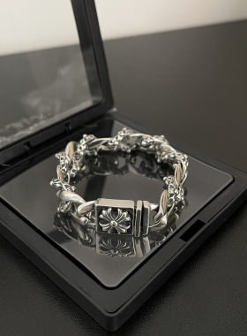 潮牌复古欧美做旧十字架手链