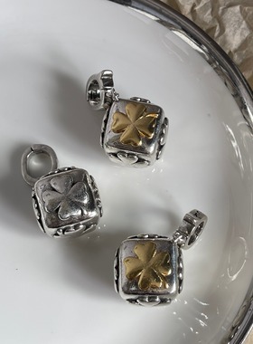 潮牌复古欧美做旧四叶草吊坠