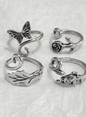 新款动物钩针带线指环手饰个性创意织带钩毛线泰银食指编织钩戒指