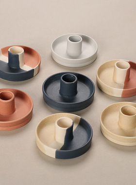 ins跨境直供创意北欧陶瓷香薰蜡烛台首饰盆批发素烧家居装饰摆件