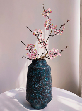 新中式绢花梅花枝插花装饰摆件