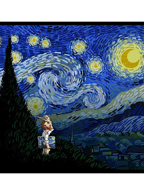 DIY数字油画油彩画室内挂画ins风梵高星空插画手工填充涂鸦装饰画