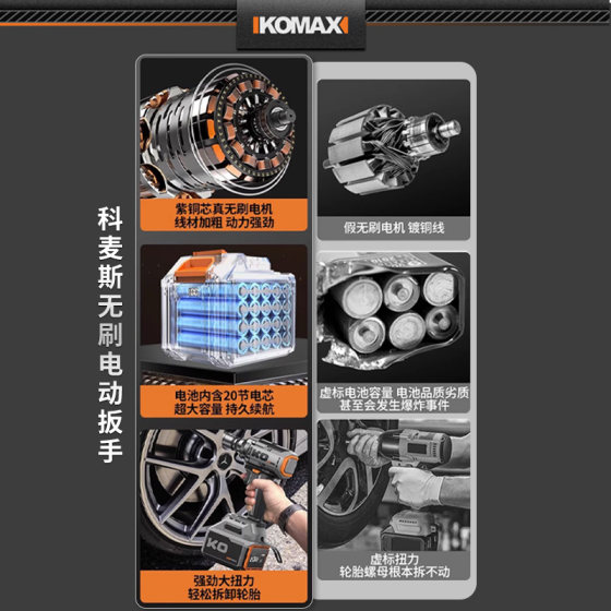 Brushless electric wrench, rechargeable impact wrench, high torque, household wind cannon socket, rack worker, auto repair special tool