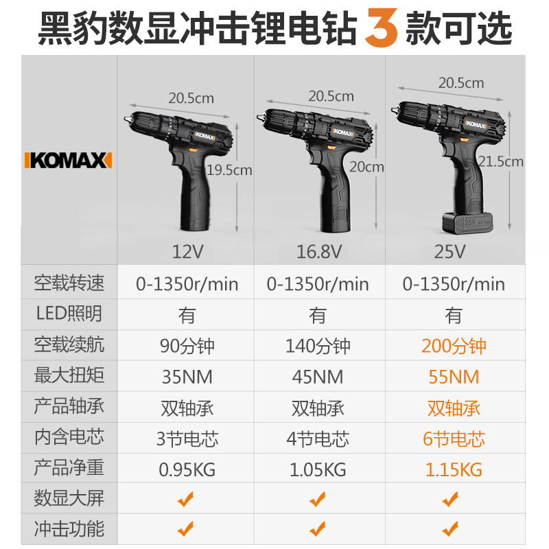 手电钻转家用充电式锂电冲击螺丝刀 科麦斯电钻