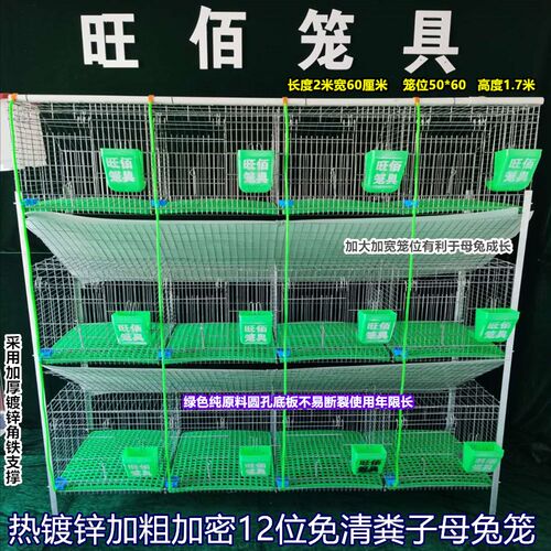 兔笼养殖笼 12位加粗加密热镀锌免清粪子母兔笼阶梯兔子笼子旺佰 - 图0