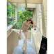 ໂສ້ງມີສະຕິປັນຍາສູງ~ຊຸດໂສ້ງຂາຍາວແອວສູງແບບເກົາຫຼີແບບກະທັດຮັດ ສີຂາວ.
