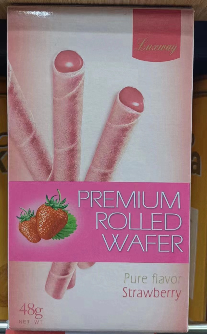 PREMIUM ROLLED WAFER印尼进口乐卡斯草莓味巧克力爆浆威化卷饼干 - 图1