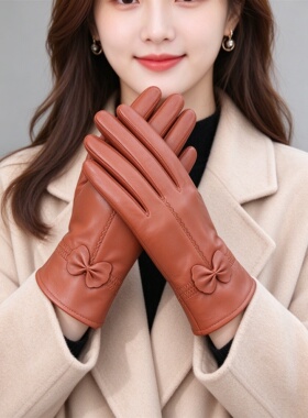 海宁专柜真皮加绒保暖女士手套
