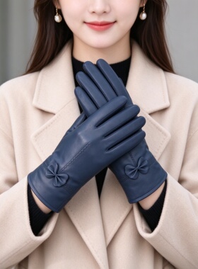 海宁羊皮加绒保暖女士手套