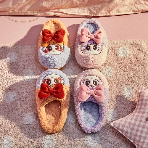 Зимние тапочки, сумка для обуви, удобная обувь для беременных с бантиком, семейный стиль