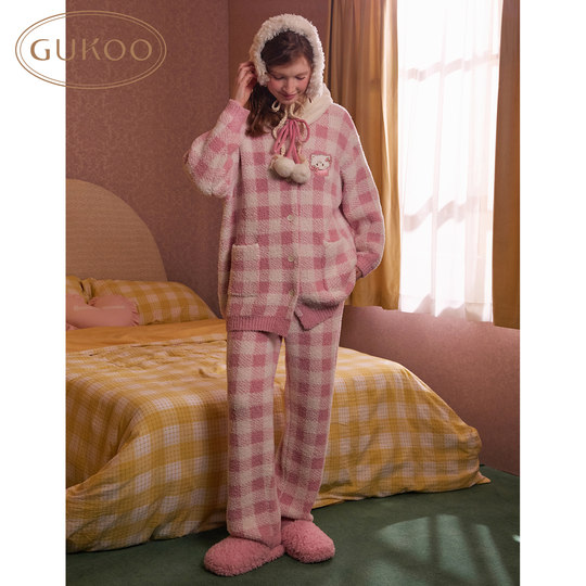 Nutshell pajamas for women winter mikko joint new half-velvet warm women's home wear set D