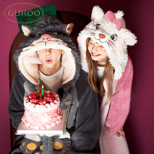 Nutshell Winter Mary Cat Couple Nightgown