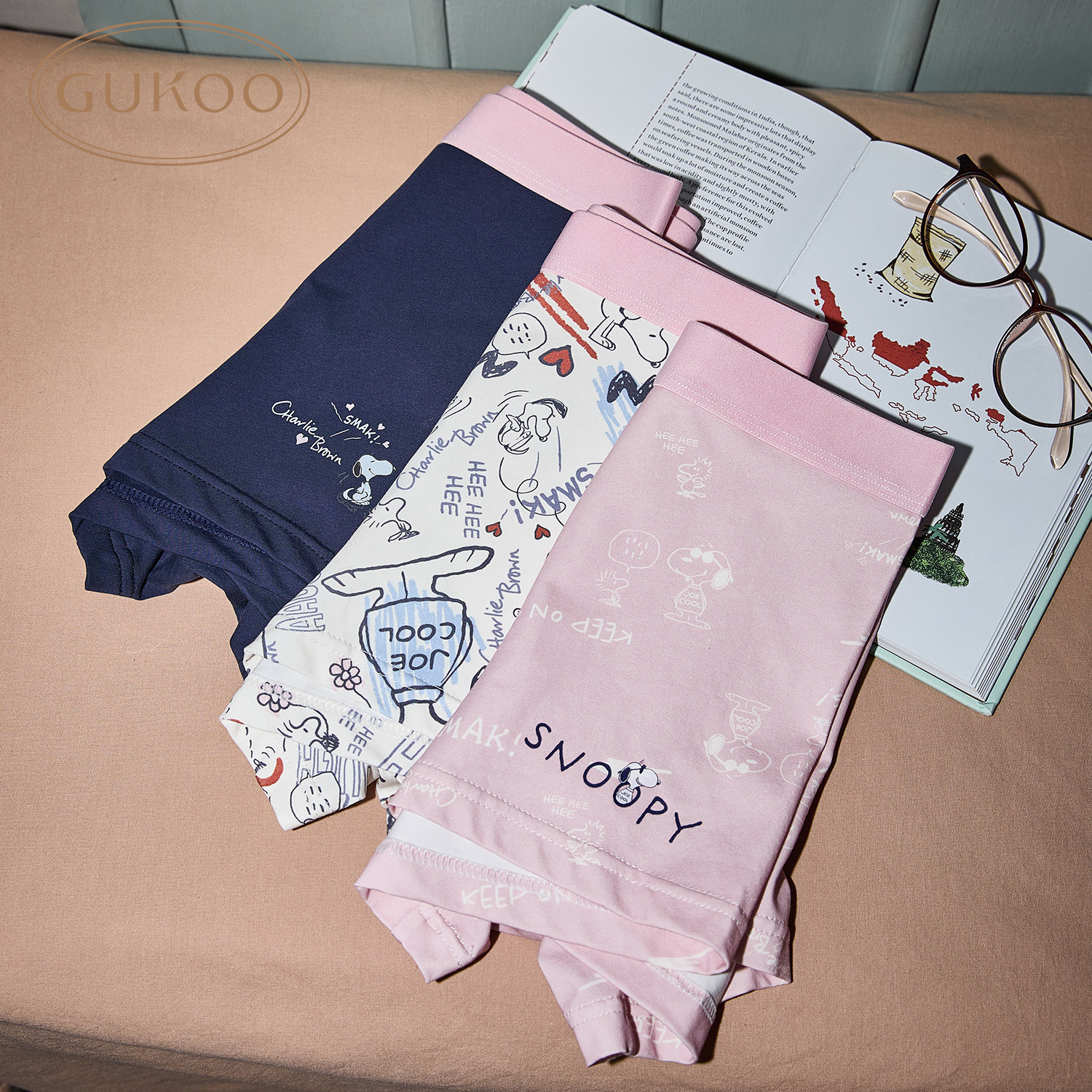 Gukoo/果壳情侣内裤女春夏史努比联名新款纯棉裆女士内裤组合,淘宝优惠券,粉丝福利购,淘宝优惠卷