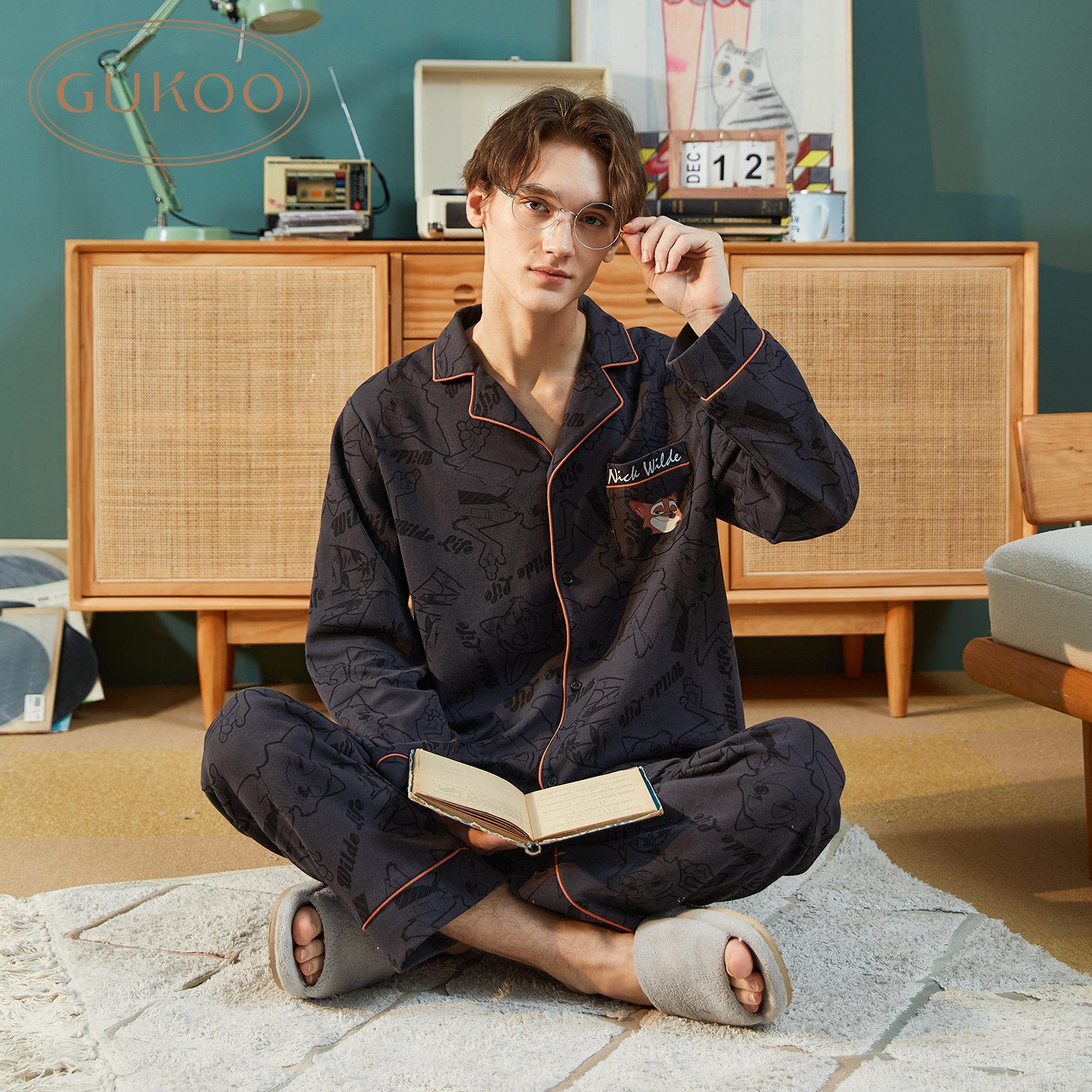 gukoo果壳男生纯棉春秋款男士睡衣 gukoo睡衣/家居服套装