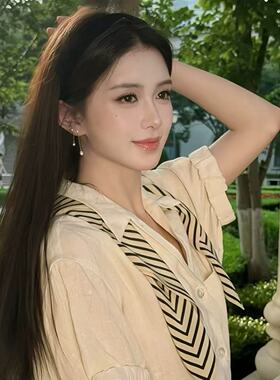 千金感气质复古条纹丝巾女2025款秋冬搭配小方巾衬衫围脖系脖领巾