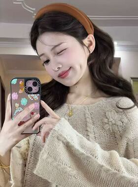 美拉德棕色发箍女2025款高颅顶秋冬巨显白头箍百搭时尚高级感发卡